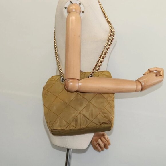 PRADA Chain Shoulder Bag Nylon Brown Silver Auth - Picture 15 of 16